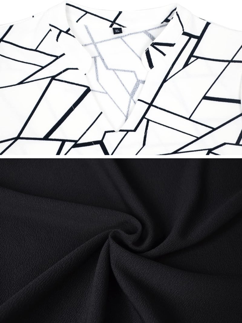 Mokayee Black and White Dress for Women Short Sleeve Vintage Kentucky Derby Semi Formal Color Block Fit and Flare 1960s Business Casual Professional Work Office Ladies Dresses with Pockets L - Image 3