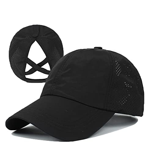 Bocianelli Criss Cross Hat Washed Distressed Baseball Cap Ponytail Hat High Messy Bun Ponycap for Women - Image 4