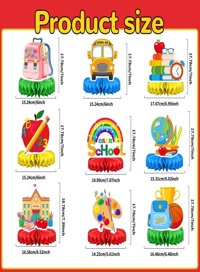 BOKFJBP 9Pcs Back to School Table Decorations-Welcome Back to School Honeycomb Centerpiece Party Decorations for Classroom Teacher Desk First Day of School Table Decor Bulletin Board Supplies - Image 2