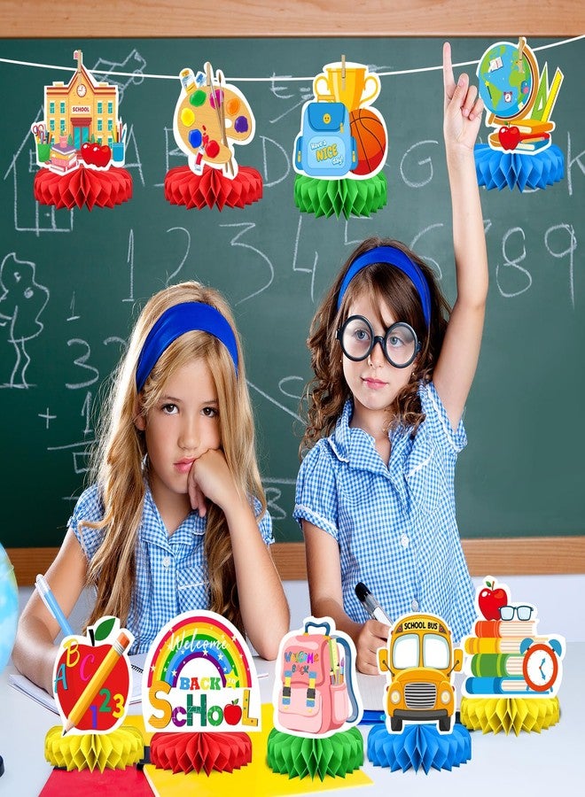BOKFJBP 9Pcs Back to School Table Decorations-Welcome Back to School Honeycomb Centerpiece Party Decorations for Classroom Teacher Desk First Day of School Table Decor Bulletin Board Supplies - Image 4
