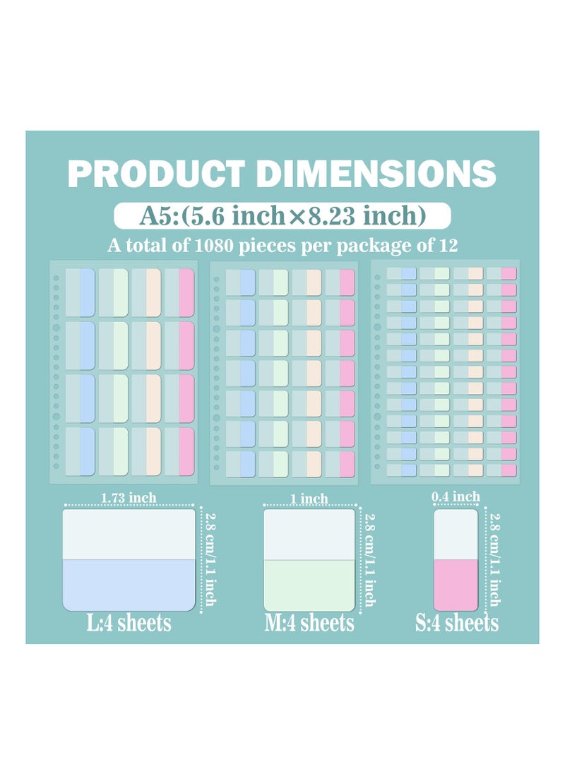 Generic - Post-It Flags and Writable Sticky Index Tabs, Repositionable File Tabs for Book Annotation, Office & School Supplies, Waterproof PET Material (12 Pack: 3 Designs, 4 Each) - Image 1