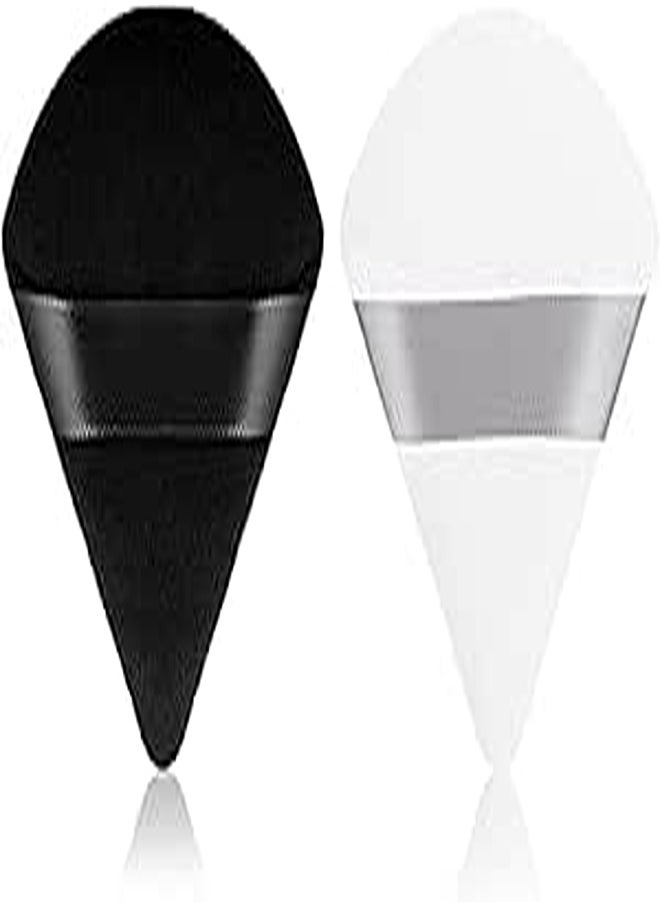 Sibba Sibba 2 Pieces Triangle Powder Puffs Face Cosmetic Powder Puff Washable Reusable Soft Plush Powder Sponge Makeup Foundation Sponge for Face Body Loose Powder Wet Dry Makeup Tool (2Pcs Black&White) 