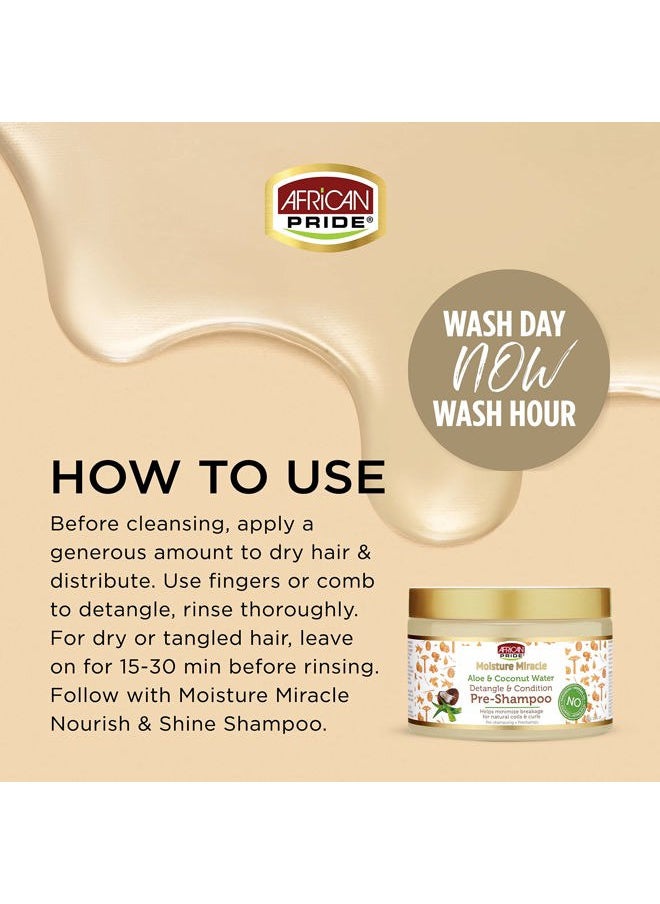 African Pride Moisture Miracle Aloe & Coconut Water Pre-Shampoo - Helps Minimize Hair Breakage for Natural Coils & Curls, Detangles & Conditions, 12 oz  - Image 3