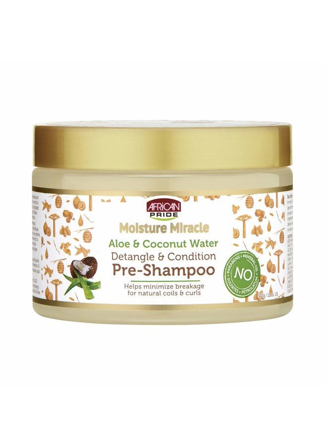 African Pride Moisture Miracle Aloe & Coconut Water Pre-Shampoo - Helps Minimize Hair Breakage for Natural Coils & Curls, Detangles & Conditions, 12 oz  - Image 1