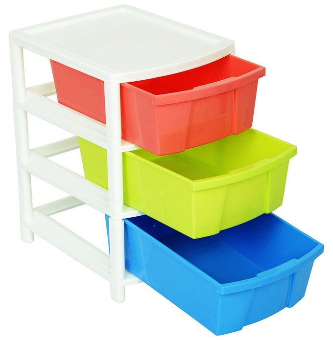 MULTIPURPOSE 3 DRAWER PLASTIC MAGAZINE NEWSPAPERKIDS TOY AND OTHER STORAGE