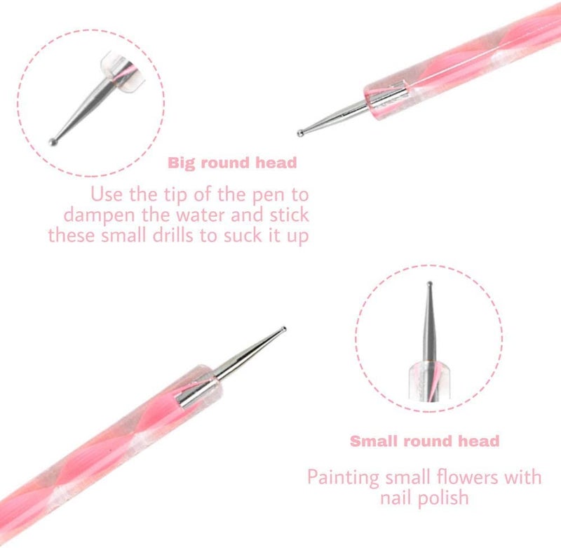 Aternal 5 Pcs DualEnded Nail Art Pen Nail Art Dotting Tools Acrylic Nail Art Pen 2 Ways Dotting Tools Nail Dot Paint Pens Dotting Tools for Painting Nail Design with 1 Nail Shiner - Image 5