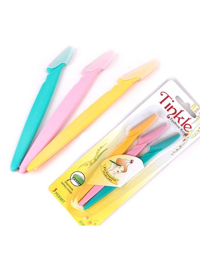 3-Piece Eyebrow And Facial Hair Trimmer Set Pink/Yellow/Blue