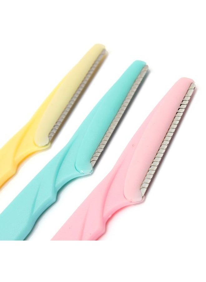 3-Piece Eyebrow And Facial Hair Trimmer Set Pink/Yellow/Blue