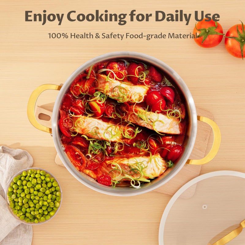 BEZIA 6 QT Stainless Steel Stockpot with Lid, Casserole with Lid, Soup Pot with Sturdy Handle, Even Heat Distribution, Induction Cooking Pot for All Stoves, Ideal for Soups & Stews - Image 4