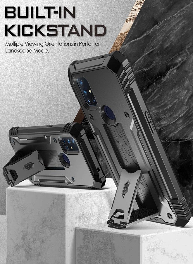 Poetic Revolution Series Case for OnePlus Nord N10 5G, Full-Body Rugged Dual-Layer Shockproof Protective Cover with Kickstand and Built-in-Screen Protector, Black - Image 4