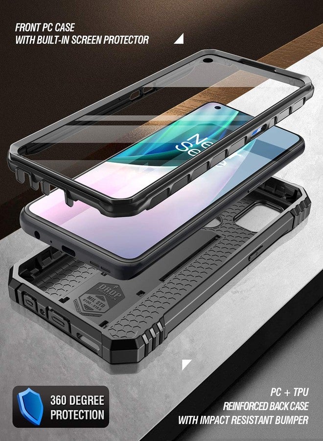 Poetic Revolution Series Case for OnePlus Nord N10 5G, Full-Body Rugged Dual-Layer Shockproof Protective Cover with Kickstand and Built-in-Screen Protector, Black - Image 3