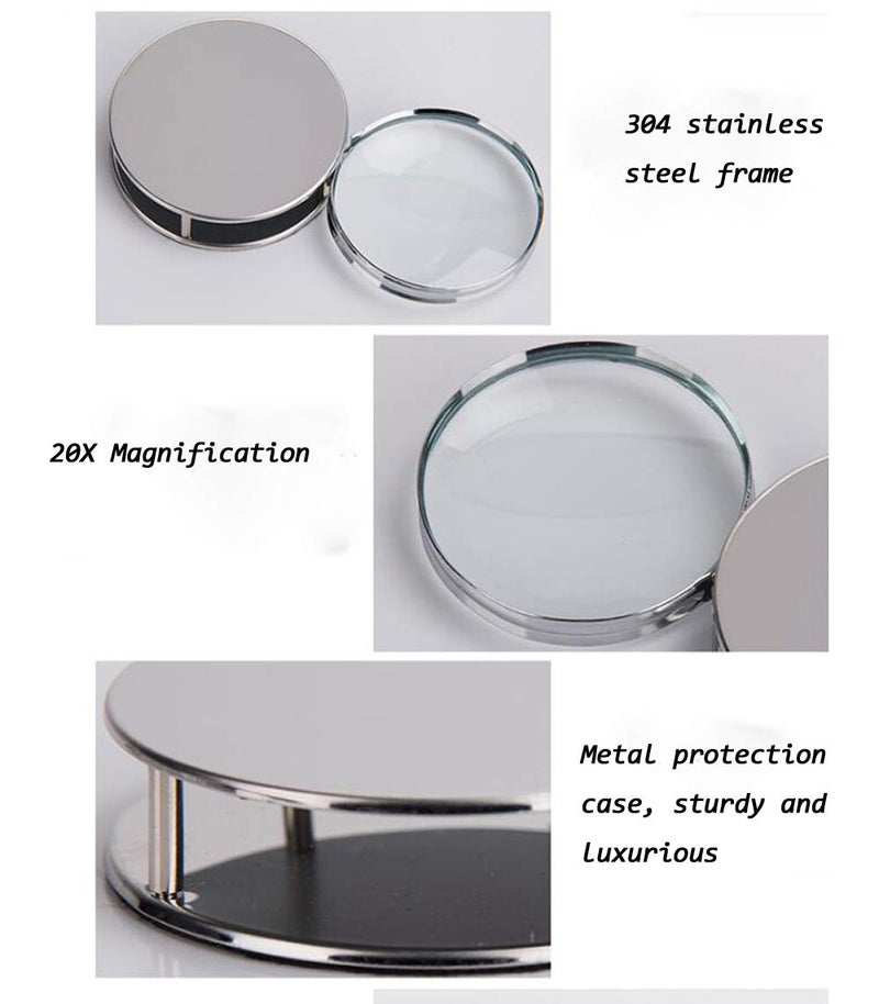 IPENNY Mini 20X Folding Pocket Magnifier with Metal Case - Portable Reading Magnifying Glass for Inspection, Jewelry, Coins, Hobby, Travel - Image 4