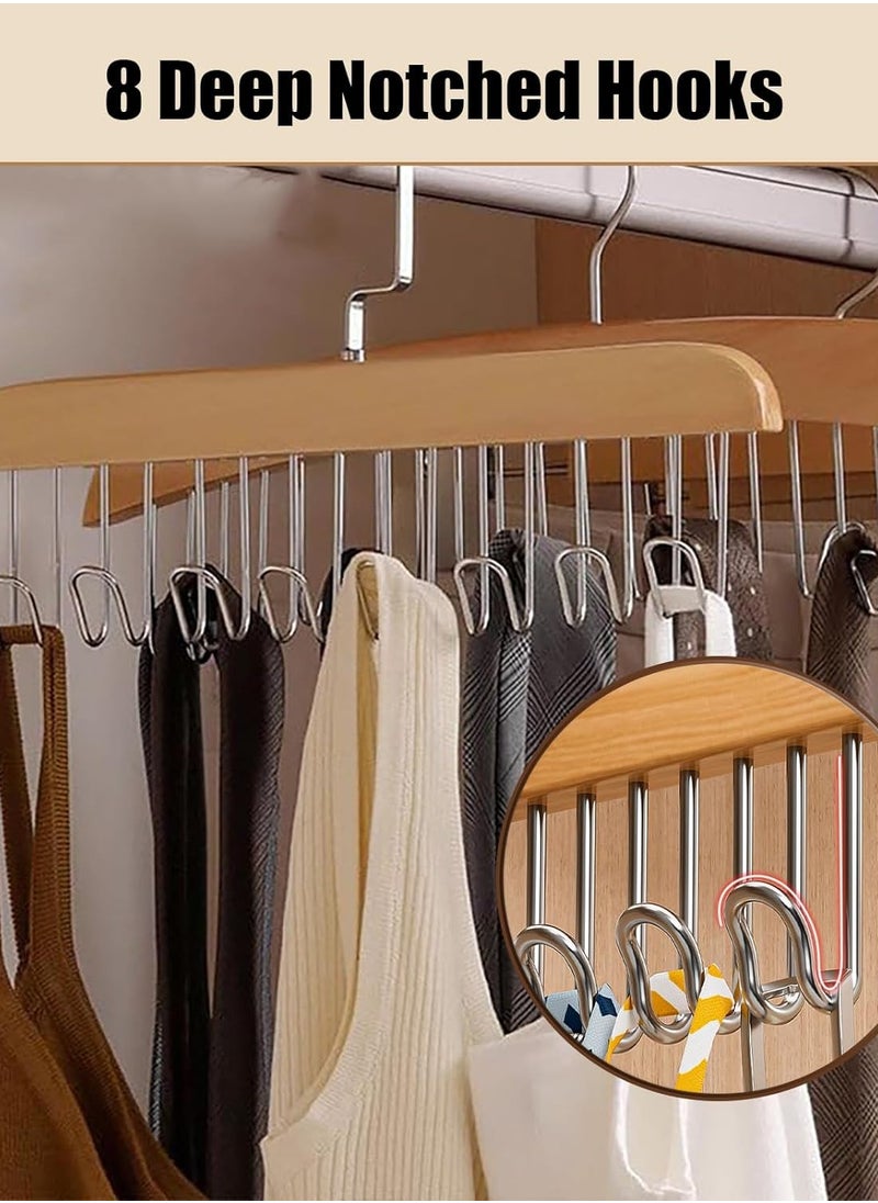 CityRiya-Long Tie Rack Hanger for Men 4 PCS Non-Slip Belt Hanger, Bra Hangers for Closet 8 Hooks Belt Organizer Holder Coat Rack for Clothing Storage Organization Belt Rack for Wardrobe Clothes Hat Tank Tops  - Image 2