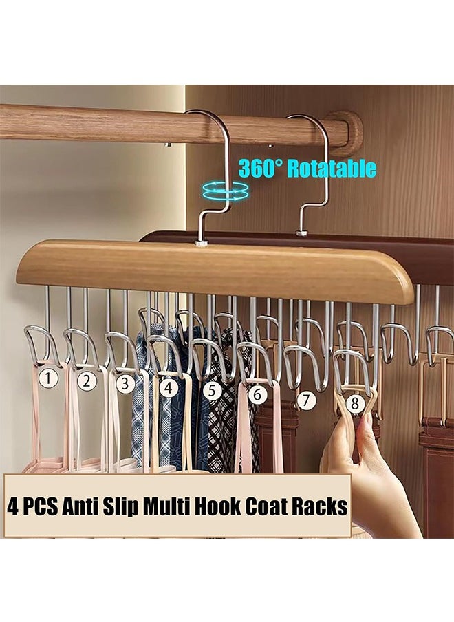CityRiya-Long Tie Rack Hanger for Men 4 PCS Non-Slip Belt Hanger, Bra Hangers for Closet 8 Hooks Belt Organizer Holder Coat Rack for Clothing Storage Organization Belt Rack for Wardrobe Clothes Hat Tank Tops  - Image 3