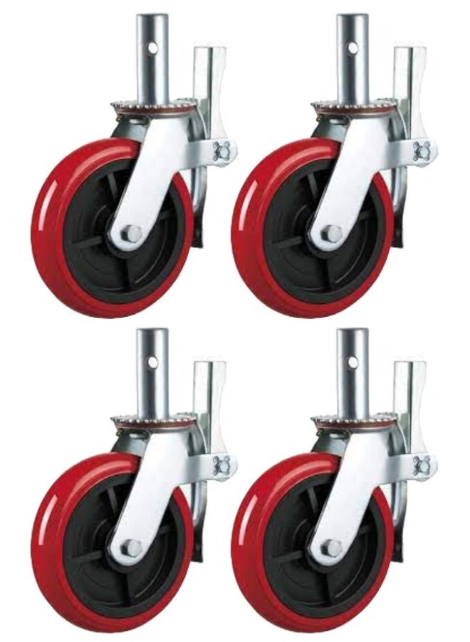ROBUSTLINE Set Of 4 Scaffold Caster Inch Pu Inch Brake 8 Inch x 2 Inch 313 For Heavy Industrial Transport Universal Wheel 