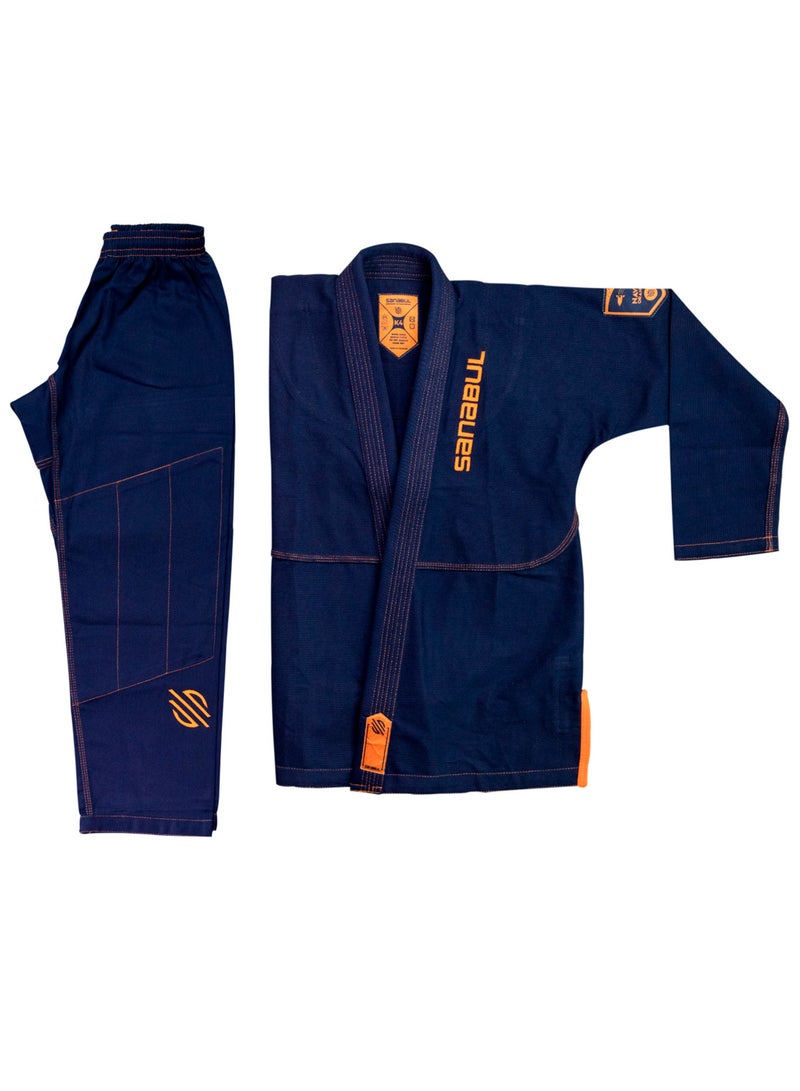 Sanabul  Future Legends BJJ Gi for Kids – Premium Youth Brazilian Jiu Jitsu Kimono with Free White Belt – Navy/Orange, K3 - Image 4
