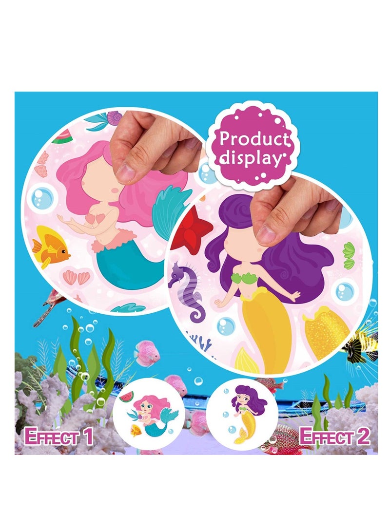 Excefore 48 Sheets Mermaid Stickers, 8 Style Mermaid Stickers for Kids Favors Birthday Party Decorate, Face Stickers for Classroom Rewards, Mermaid Themed Art Craft Supplies  - Image 3