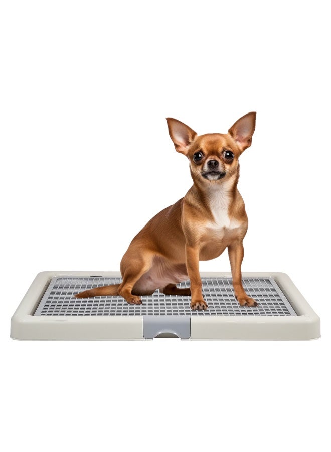 أن ان سي بيتس صينية مرحاض للكلاب مزودة بشبكة بلاستيكية قابلة للإزالة وقاعدة مانعة للانزلاق، وحامل وسادة تدريب الجراء مقاوم للتسرب للكلاب الصغيرة والمتوسطة الحجم، مثالية للاستخدام الداخلي والخارجي، 66 سم (رمادي) - Image 1