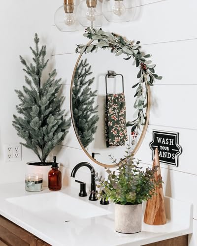 Coferset 2 Pack Small Fake Plants Christmas Greenery Eucalyptus Potted Artificial Plants for Shelf Desk Home Bathroom Farmhouse Room Coffee Table Decor Christmas DecorPurple - Image 3