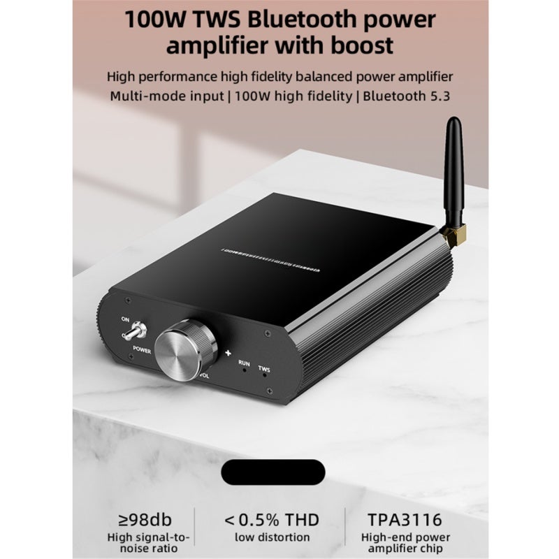 Bluetooth Amplifier: 100W Mono Black - TPA3116 Chip For Deep Bass & Precise Highs, Bluetooth 5.3 With YS-Audio App Remote Control For Home Theater, Lossless Audio, USB AUX TWS Mode Compatibility - Image 4
