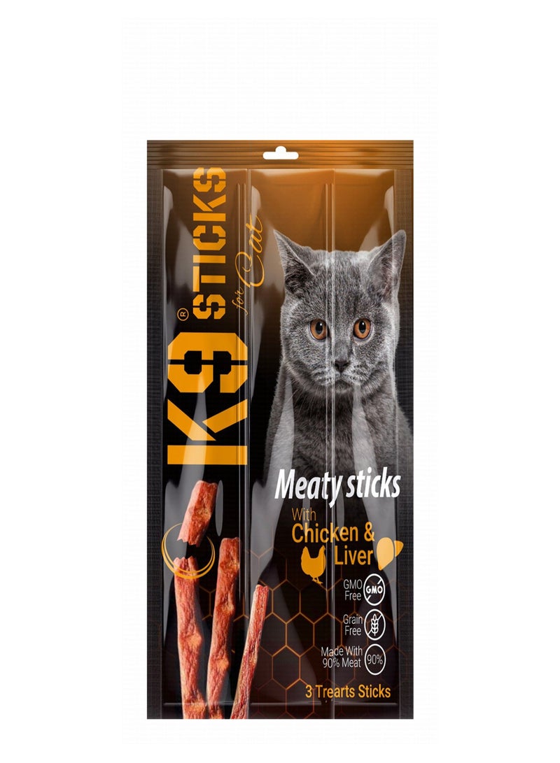 K9 Meaty Sticks Cat Treat Sticks with Chicken & Liver – 3 sticks