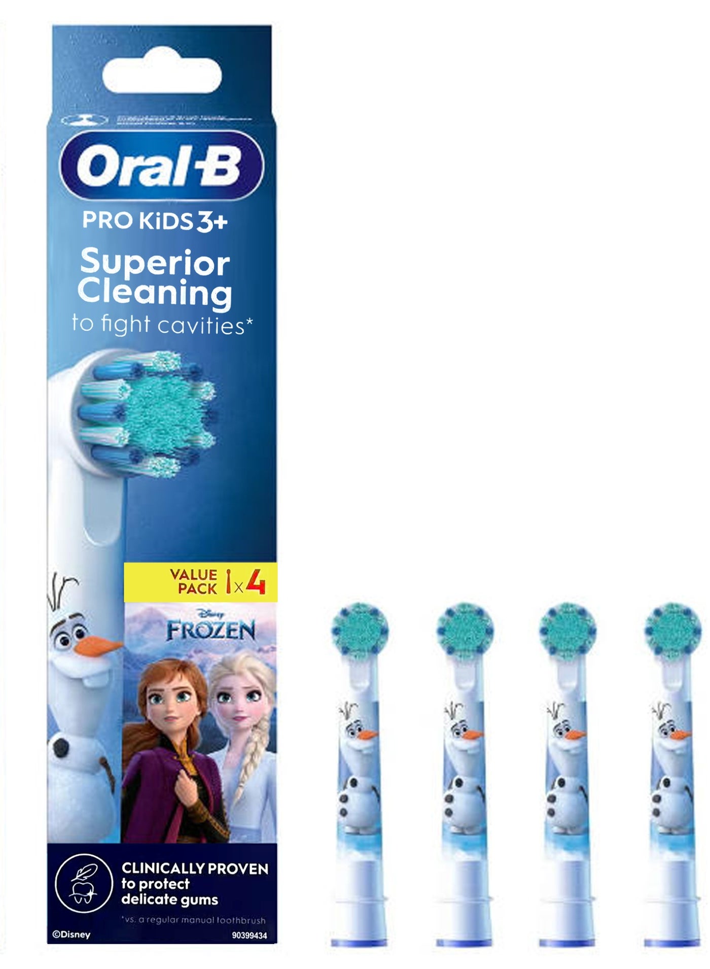 Oral-B Pro Kids Electric Toothbrush Head, With Disney Frozen Characters, Extra Soft Bristles, For Ages 3+, Pack of 4 Toothbrush Heads, White