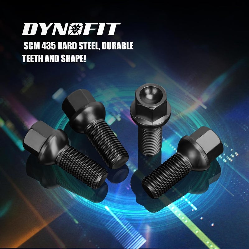 dynofit Store M14x1.5 Lug Bolts Fit OEM Rims Compatible with Audi A3 A4 A8 S2 S3 S8, 20PCS 28mm Shank 17mm Hex R12 Ball Seat Wheel Bolts fit Volkswagen Glof Jetta Tiguan Passat Beetle,OE#610-319 431-601 - Image 5