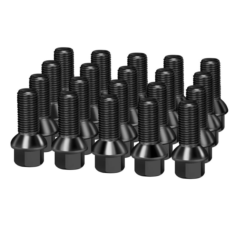 dynofit Store M14x1.5 Lug Bolts Fit OEM Rims Compatible with Audi A3 A4 A8 S2 S3 S8, 20PCS 28mm Shank 17mm Hex R12 Ball Seat Wheel Bolts fit Volkswagen Glof Jetta Tiguan Passat Beetle,OE#610-319 431-601 - Image 1