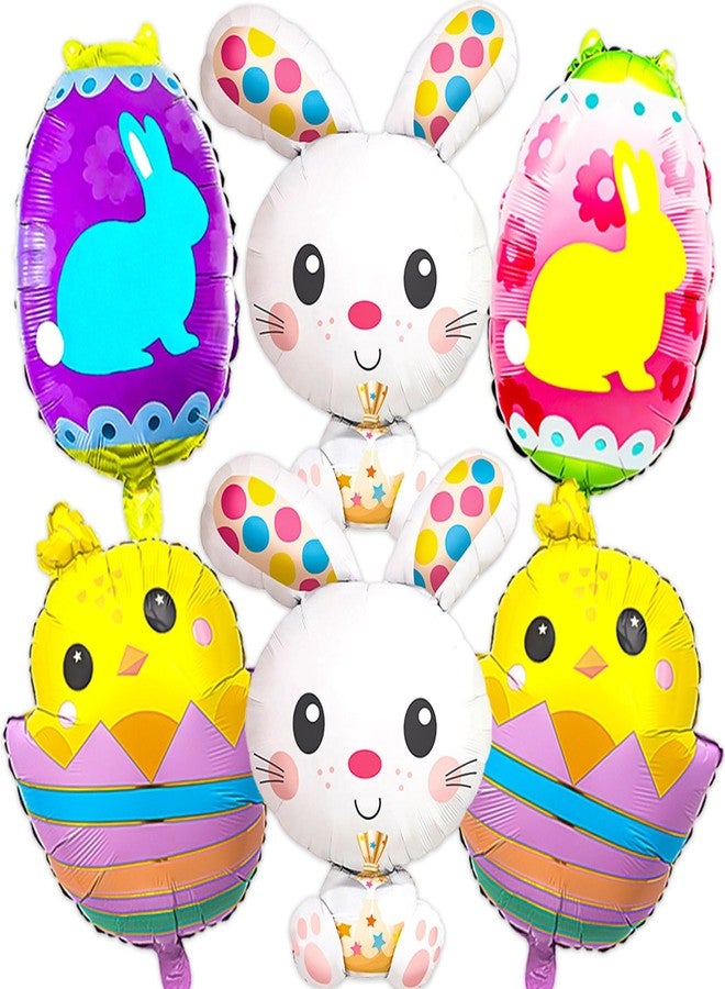 YOUDICT 6 PCS Easter Egg Balloon Bunny Balloons Chick Balloons for Easter Bunny Eggs Birthday Party Outdoor Decorations - Image 1