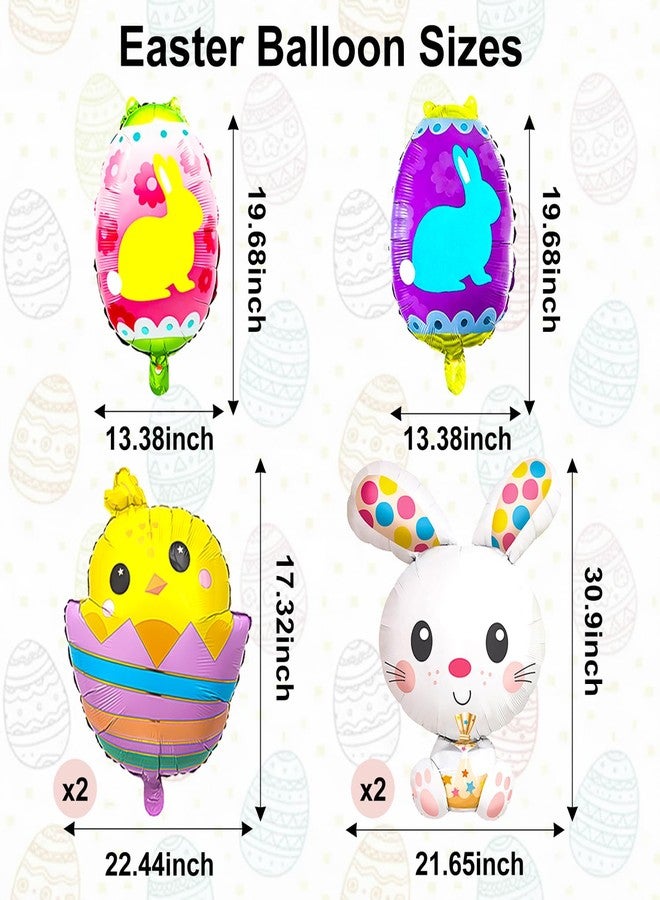 YOUDICT 6 PCS Easter Egg Balloon Bunny Balloons Chick Balloons for Easter Bunny Eggs Birthday Party Outdoor Decorations - Image 2