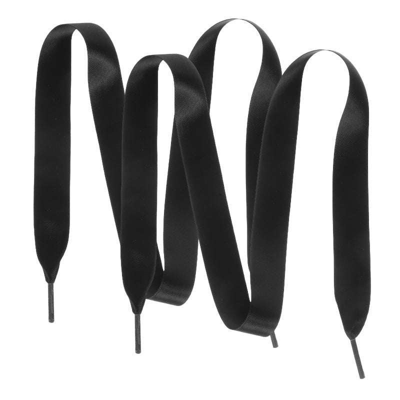 Pair of 0.7M Silk Ribbon Fashion Shoe Laces Flat Shoestring for DIY Shoes Decoration (Black) - Image 1
