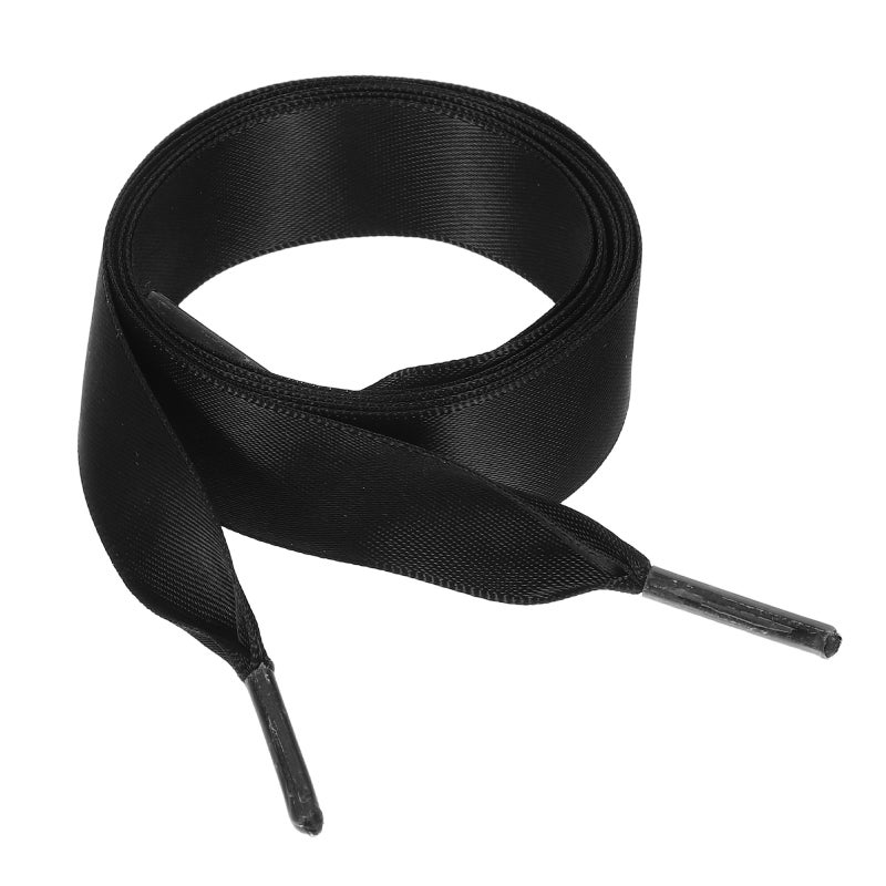 Pair of 0.7M Silk Ribbon Fashion Shoe Laces Flat Shoestring for DIY Shoes Decoration (Black) - Image 5