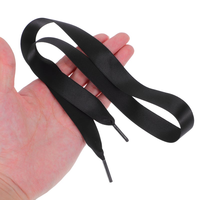 Pair of 0.7M Silk Ribbon Fashion Shoe Laces Flat Shoestring for DIY Shoes Decoration (Black) - Image 2