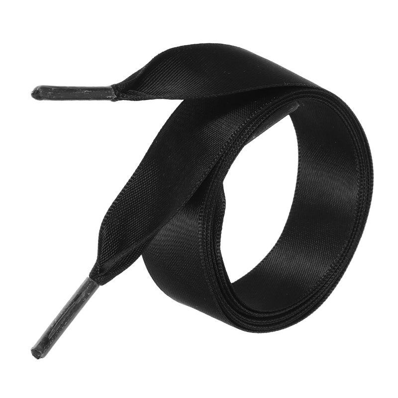 Pair of 0.7M Silk Ribbon Fashion Shoe Laces Flat Shoestring for DIY Shoes Decoration (Black) - Image 3