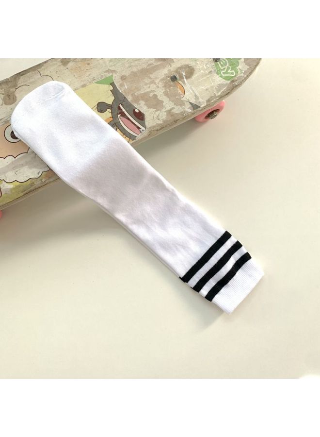 White Black Edge Children's Mid-tube Socks Cotton Sports Boys And Girls Solid Color Striped Dance Socks Cheerleading Performance Football Socks