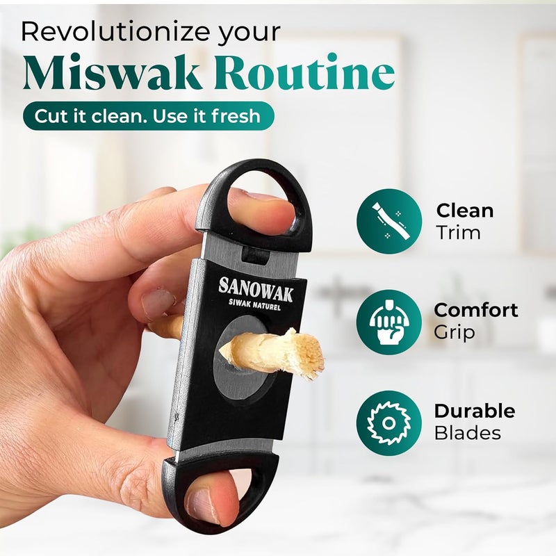 Miswak Set | Natural Siwak Kit with 5 Organic Sticks, Wooden & Plastic Holder, Miswak Cutter | Traditional Oral Care | Eco-Friendly Travel Pack | Sunnah Inspired Dental Kit - Image 3