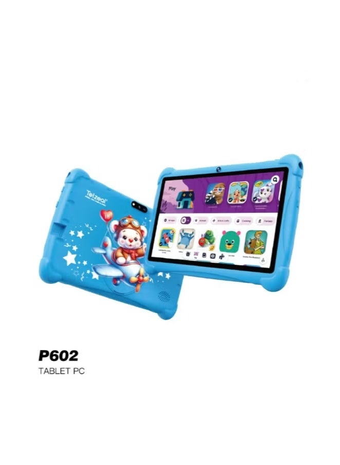 Telzeal P602 Android Tablet – 7" HD Touchscreen Display, 4GB RAM + 128GB Storage, Dual Cameras, Wi-Fi, Android OS, 3000mAh Battery, Lightweight Portable Design for Kids & Travel – Blue - Image 2