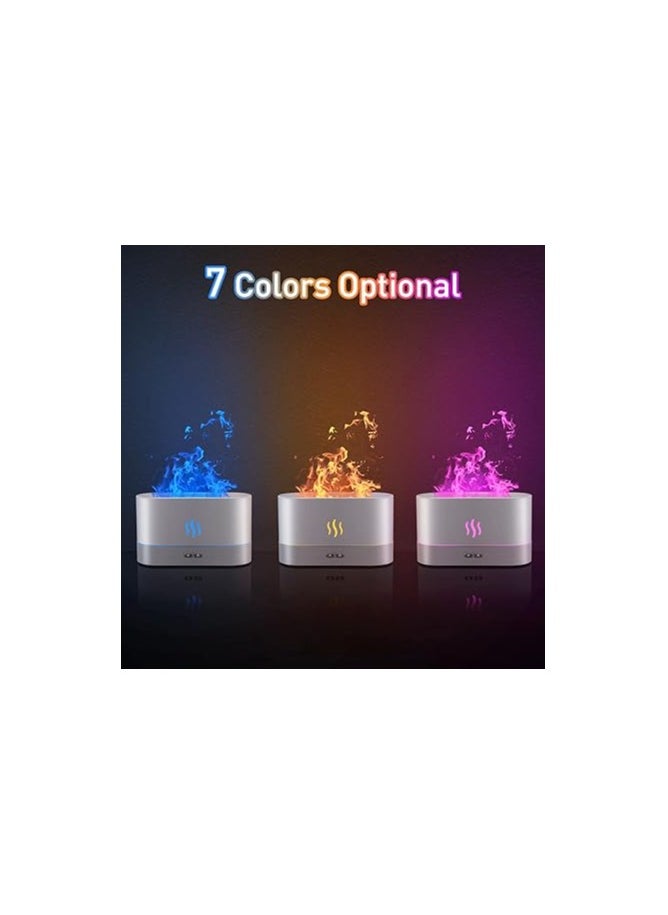 Generic Flame Effect Aromatherapy Diffuser – 7-Color Light, 180ml, White  - Image 1