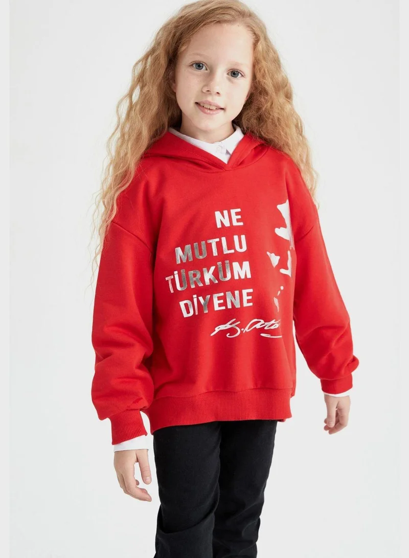 DeFacto Kids Printed Hoodie