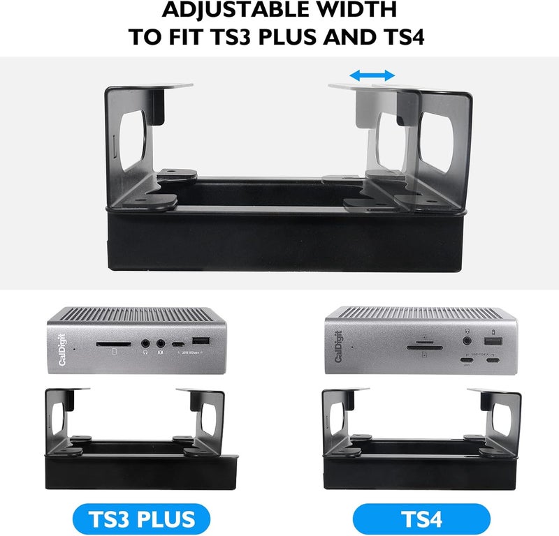 حامل تحت المكتب لقاعدة Thunderbolt 4 / قاعدة Thunderbolt 3 وكابل الطاقة، رف تخزين حديدي تحت المكتب لـ TS4 / TS3 Plus، بدون حفر، تركيب سهل مع جميع الأدوات المرفقة - Image 3