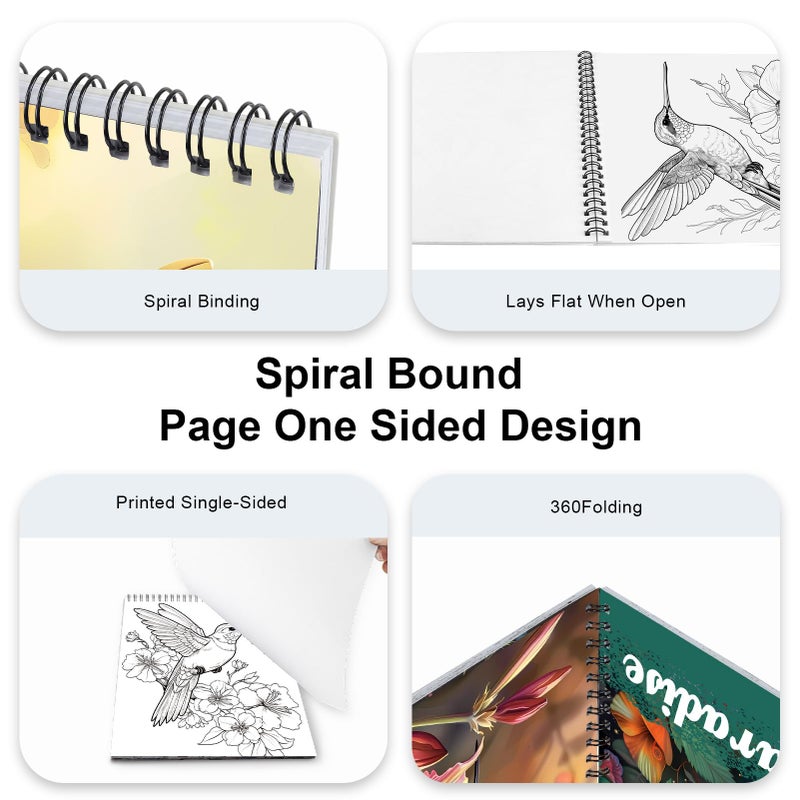 CKMOREL Humming Bird Adult Coloring Book Spiral Bound Mindfulness Adult Coloring Book for Women Relaxation Spiral Bound Lay Flat, Single-Sided Print with 24 Pages, Anxiety Relief Gifts Relaxation - Image 2