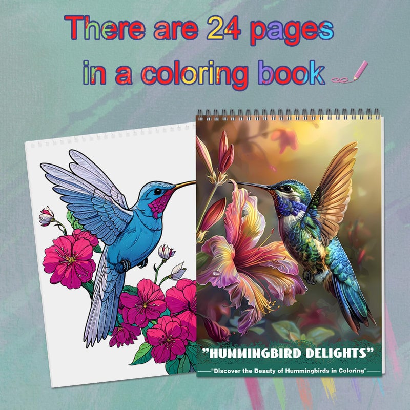 CKMOREL Humming Bird Adult Coloring Book Spiral Bound Mindfulness Adult Coloring Book for Women Relaxation Spiral Bound Lay Flat, Single-Sided Print with 24 Pages, Anxiety Relief Gifts Relaxation - Image 4