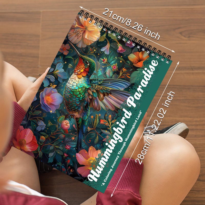CKMOREL Humming Bird Adult Coloring Book Spiral Bound Mindfulness Adult Coloring Book for Women Relaxation Spiral Bound Lay Flat, Single-Sided Print with 24 Pages, Anxiety Relief Gifts Relaxation - Image 5