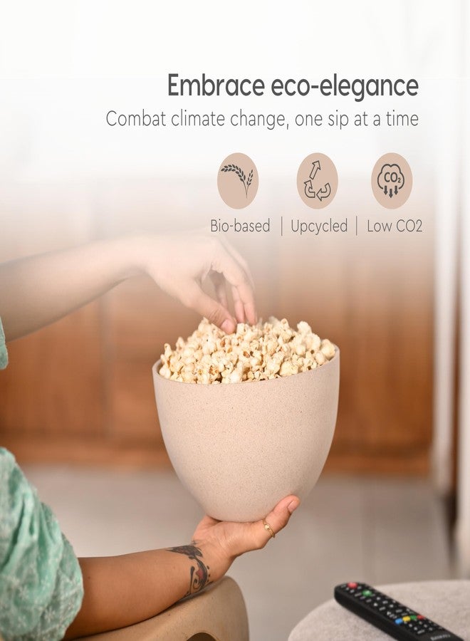 Eha Earth Friendly Mixing Bowls and Serving Bowls with Lid | Microwave Safe Bowl Set | Storage Bowls Made with Rice Husk and Bamboo Fibers | 2900ml +1600ml | Set of 2 | Sand Castle Beige - Image 3