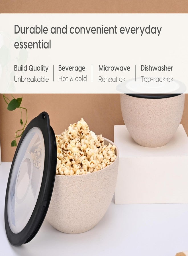 Eha Earth Friendly Mixing Bowls and Serving Bowls with Lid | Microwave Safe Bowl Set | Storage Bowls Made with Rice Husk and Bamboo Fibers | 2900ml +1600ml | Set of 2 | Sand Castle Beige - Image 4