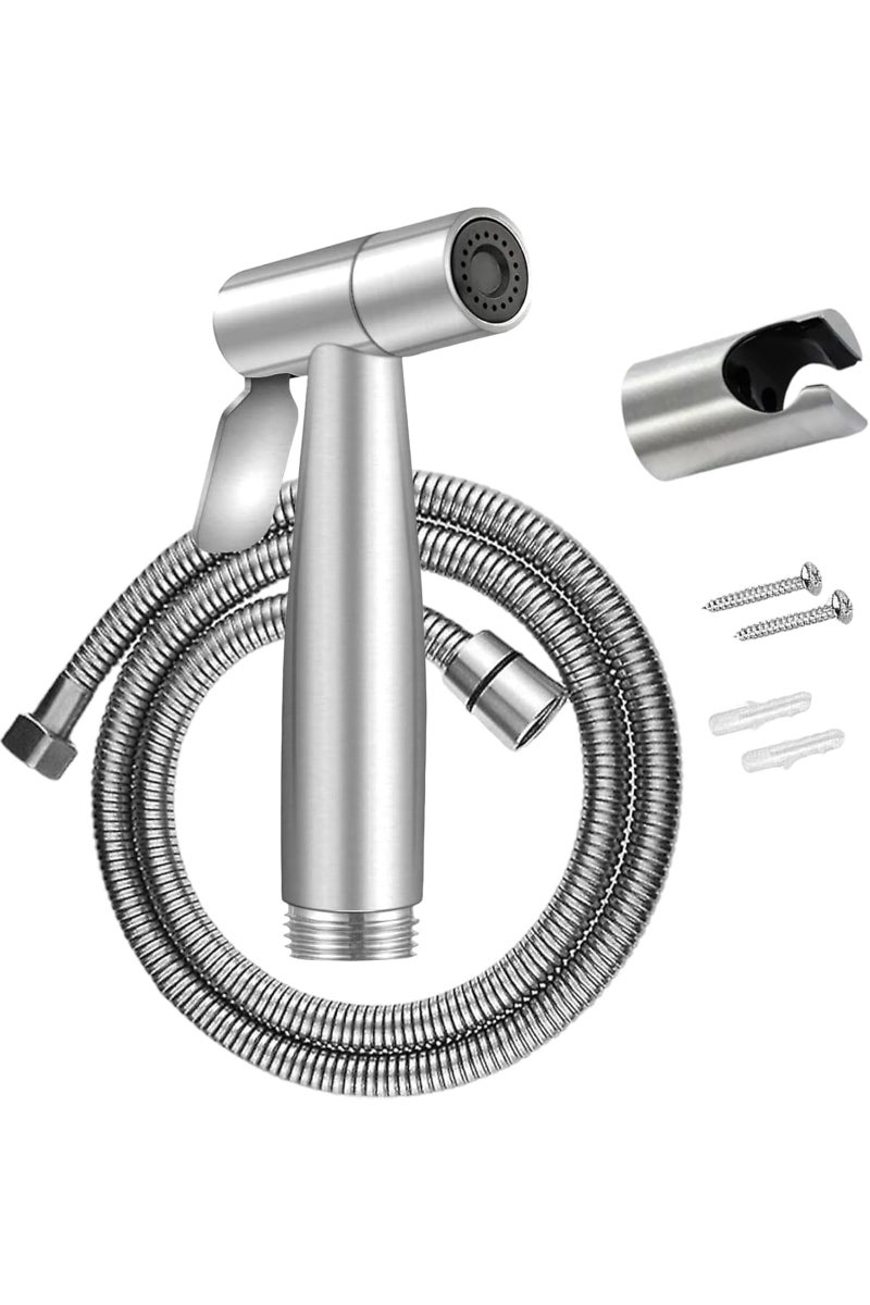 Homify Handheld Bidet Sprayer for Toilet, Shattaf Set with 1.2M hose Muslim Shower Baby and Personal Cleaning Jet Spray Stainless Steel Brushed Bath Rinser - Image 1
