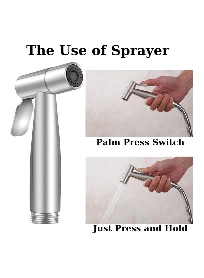 Homify Handheld Bidet Sprayer for Toilet, Shattaf Set with 1.2M hose Muslim Shower Baby and Personal Cleaning Jet Spray Stainless Steel Brushed Bath Rinser - Image 4
