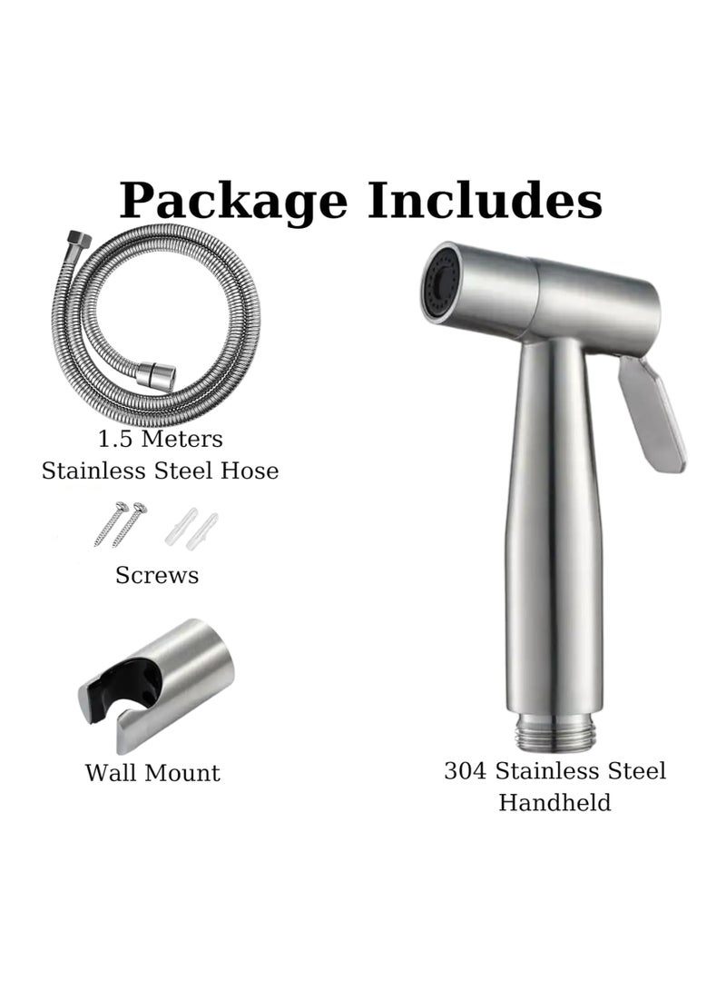 Homify Handheld Bidet Sprayer for Toilet, Shattaf Set with 1.2M hose Muslim Shower Baby and Personal Cleaning Jet Spray Stainless Steel Brushed Bath Rinser - Image 3