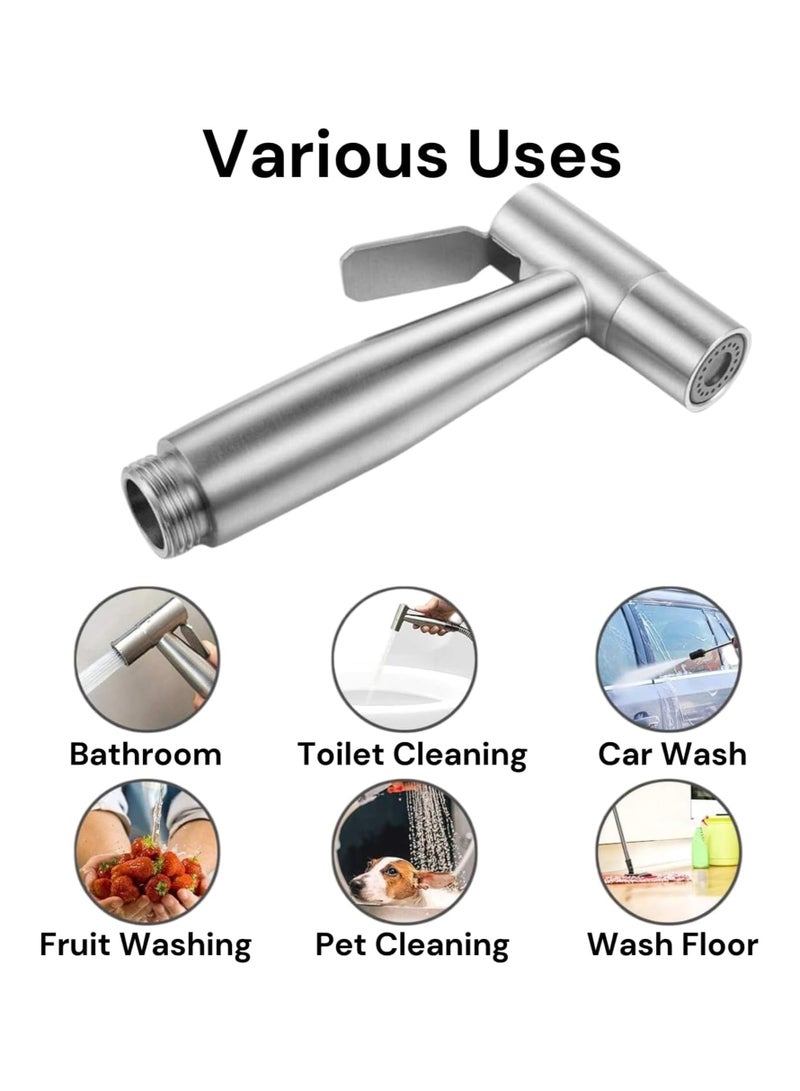 Homify Handheld Bidet Sprayer for Toilet, Shattaf Set with 1.2M hose Muslim Shower Baby and Personal Cleaning Jet Spray Stainless Steel Brushed Bath Rinser - Image 5