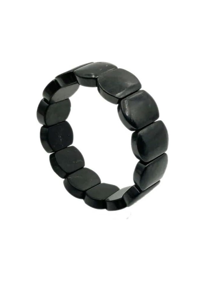 HADIGEMS Natural Rare Shungite Gemstone Strech Bracelet - Known as shield against EMF - Image 3